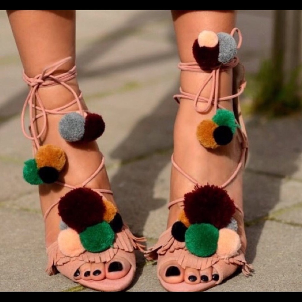 Zara Pom pom heels size 40 (fit like a 9)